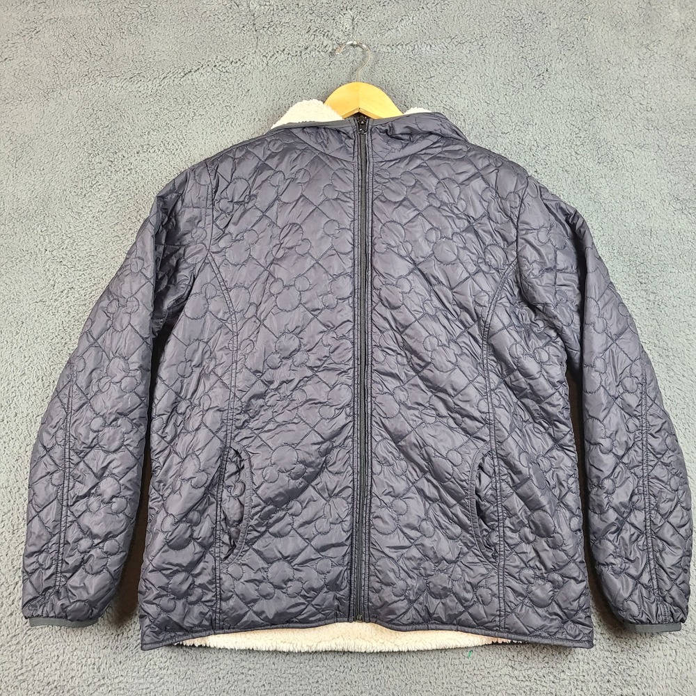 Disney Parks Mickey Mouse Quilted Sherpa Lined Hooded Jacket Black XL